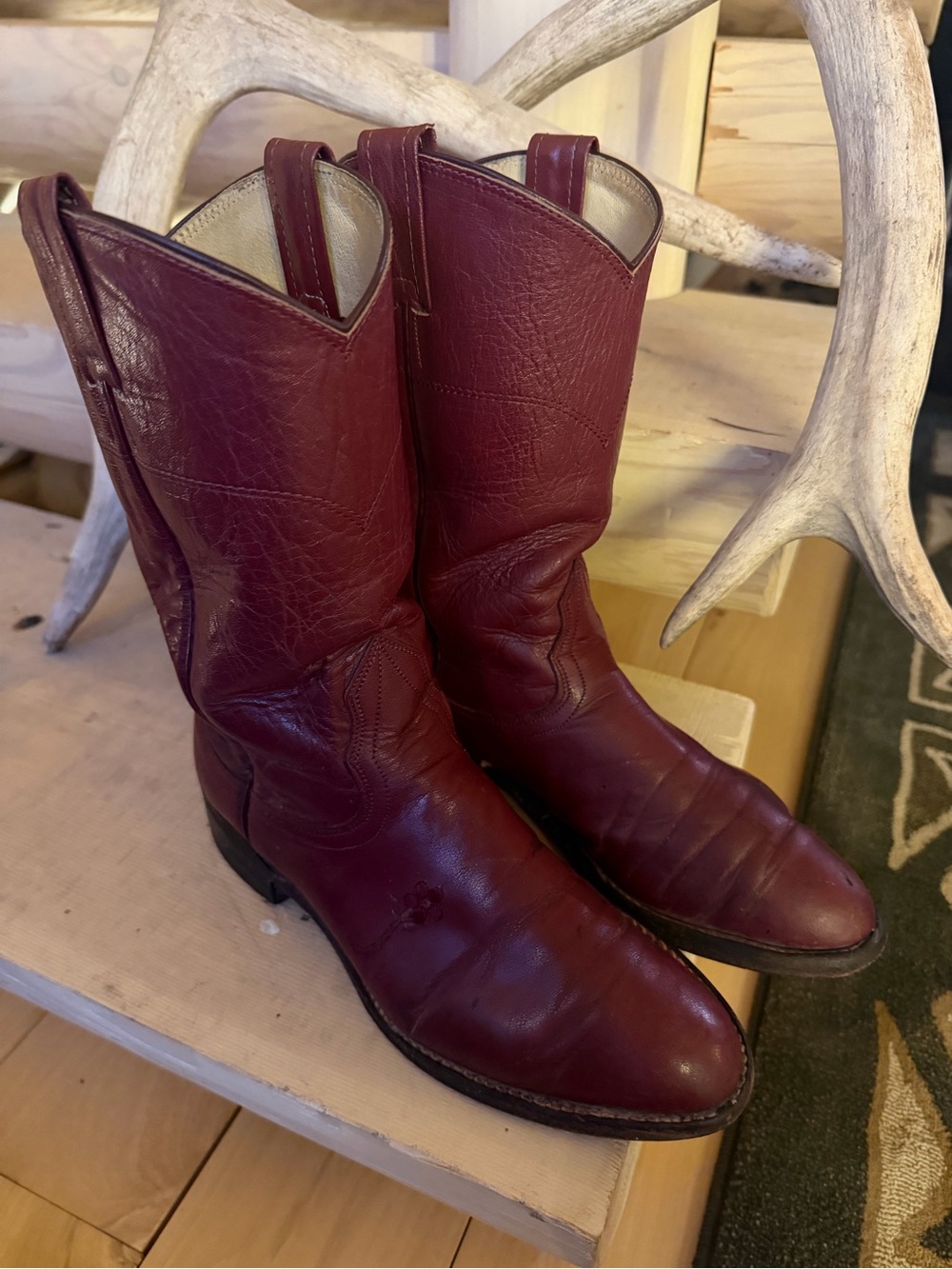 Nocona Women's Burgundy Leather Western Heeled Boots